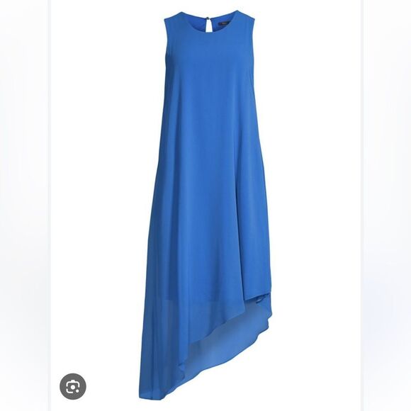 $398 Kobi Halperin Women's Blue Pixie Asymmetric Georgette Midi Dress Size NWOT - Picture 4 of 11